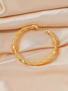 1 brățară minimalistă cu mărgele goale din plasă placată cu aur, cadou elegant pentru femei