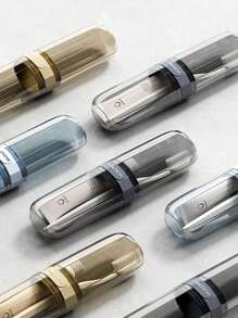 1pc Compact Transparent Travel Toothbrush & Mouthwash Cup Set - Space-Saving Design For On-The-Go Hygiene Bathroom Decor Summer - Multicolor - View 4