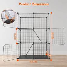 3 Tier Cat Playpen Cage Metal Indoor Cat House Detachable Kitten House With 3 Doors 2 Ladders Large Cat Exercise Place For 1-2 Cats Black