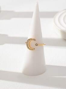 1 Pc Star Moon Ring For Women Golden Color Metal Moon Star Rings Jewelry - Gold - View 2