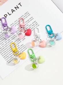 1pc Multi-Color Keychain, Acrylic Heart-Shaped Glow-In-The-Dark Bicolor Coffee Cup Bag Car Decor Pendant