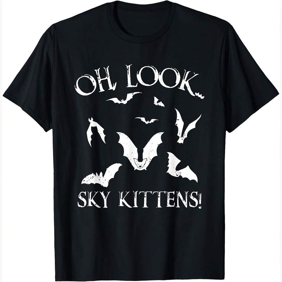 Funny Bat Lover Gift For Men Women Cool Sky Kittens Horror T-Shirt