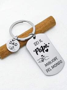 1pc Father's Day Gift For Dad - Stainless Steel Military ID Tag Key Chain