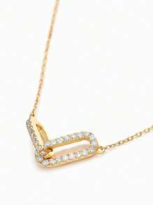 Fashionable 925 Sterling Silver Unique Elegant Zirconia Two Oval Crossed Pendant Necklaces For Women Daily Wear