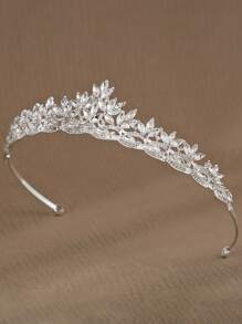 1 Simple Atmosphere Crown Headdress, Crystal Headband, Princess Birthday Party Crown Accessories, Hair Accessories, New Year Headdress