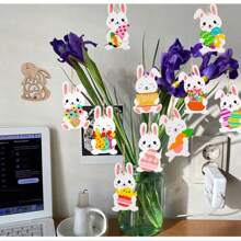 10pcs, Complex Easter Wooden Bunny Decorations,Natural Cutout Design, Perfect For Garden & Home Decoration, Multi-Purpose Letter Animal Theme, No Power Required, Bunny Accessories Gifts Birthday Graduation