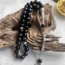 1 pieza Brazalete TASBIH de 33 cuentas de 10 mm de cuentas de vidrio verde en un solo hilo, para uso diario árabe