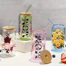 4 piezas Pegatinas de transferencia DTF UV con el mejor patrón floral de mamá para vasos Libbey de 16 onzas - Calcomanías resistentes para tazas, botellas, útiles escolares y manualidades DIY - Diseño de envoltura resistente al agua y reutilizable de fácil aplicación - Regalo perfecto para el Día de la Madre