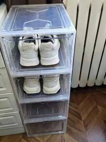 1 件 6 面全透明塑料鞋盒，家用鞋子收纳盒，防氧化运动鞋展示盒 - 無色 - 查看 5