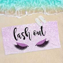 1 Pc Extra Large Beach Towel, Purple Feather Design, Essential Travel & Vacation Gift, Swimming Pool Towel, Camping & Beach Necessities For Adults Summer,Holiday