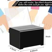 Black Acrylic Donation Box With Lock Sign Holder Comments Box For Business Cards Donations Voting Fundraising - Black - View 4