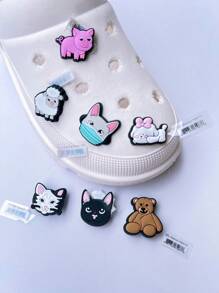 7 قطع/مجموعة من سلسلة الحيوانات الجميلة ثلاثية الأبعاد لزخرفة الأحذية والنعال والصنادل وإكسسوارات الأحذية البلاستيكية، مناسبة كهدايا لأعياد الميلاد والحفلات