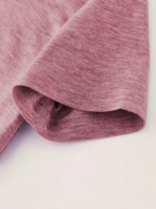 3 件混合装复古风格字母印花舒适 T 恤，休闲圆领短袖运动上衣，女士服装 - 彩色 - 查看 4