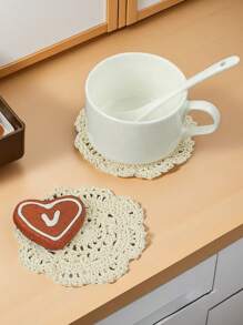 3pcs Handmade Crochet Lace Placemats - Vintage Floral Table Decor For Easter & Mother's Day Gifts, Heat-Resistant Coasters, Farmhouse Style Kitchen/Dining Party Decor - White - View 4