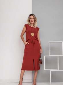 Women's Premium Fleece Midi Skirt Set - 屋頂的瓦片 - 查看 1