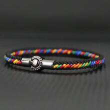51Luckind Simple Dseign Hand Braided Rope Mixcolor Bracelet Black Magnetic Bracelet For Men Cool Armband Jewelry