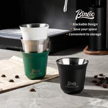Bincoo Stackable Insulated Espresso Cups Set,2 Pack Stainless Steel Double Wall Insulated Coffee Cups Demitasse Cups For Drinking