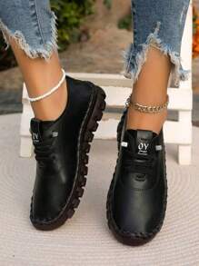 Women's Fashion Niche Design Flat Shoes, Versatile Casual Sports Shoes, Lightweight, Breathable And Comfortable, Suitable For Ballet. - 黑色 - 查看 2