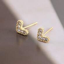 1 paire de boucles d'oreilles cloutées au cœur mini élégantes et à la mode en zircone cubique, avec plusieurs couleurs, pour le port quotidien, les rendez-vous, les cadeaux de la Saint-Valentin pour femmes