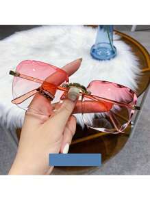 نظارات موضة نسائية بدون حافة مربعة الشكل، نظارات الموضة للرجال والنساء لفصل الصيف والسفر (لا يتضمن علبة النظارات) للعطلات الشاطئية والخارجية والسفر