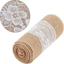 Ruban de jute avec dentelle 15 cm x 275 cm ruban de jute naturel ruban de dentelle ruban de jute artisanal vintage ruban décoratif ruban de jute ruban de jute en dentelle blanche ruban de lin adapté aux cadeaux de fête de mariage