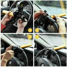 Universal Steering Wheel Lock For Cars, Heavy Duty Anti-Theft- 2 Keys UK- - Black and Yellow - View 7