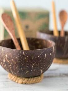 1 pieza de bol de concha de coco natural vietnamita, reutilizable, usado para desayuno, cocina, yogurt, avena, ensalada y postres - Multicolor - Ver 4