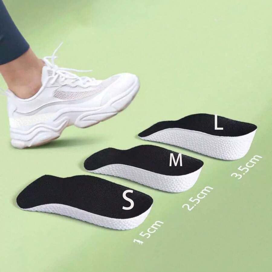 1 Pair EVA Hidden Height Increase Insoles, Breathable & Comfortable Shock-Absorbing Heel Pads, Trimable