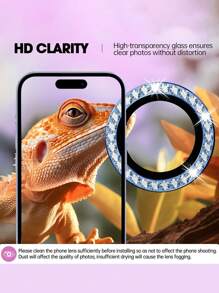 Tương thích với iPhone 17/17 Pro/17 Pro Max/17 Air/16/16 Plus, miếng dán bảo vệ ống kính camera hình nhẫn kim cương lấp lánh, độ cứng 9H, chống trầy xước, phụ kiện điện thoại thời trang, tương thích với ốp lưng, bộ 3 miếng. - Màu xanh lam - Xem 3