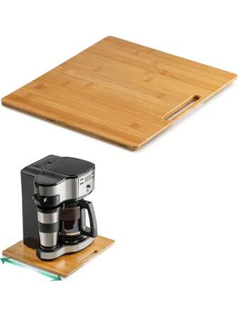 1pc Bamboo Appliance Sliding Tray, Coffee Machine Sliding Tray, Kitchen Countertop Appliance Rolling Tray With Rubber Wheels, Medium (29.5cm Deep X 32.5cm Wide), Small (25cm Deep X 28.5cm Wide), Deep Medium (36.5 Inch Deep X 24 Inch Wide), Deep Small (35.56cm Deep X 14.5cm Wide)
