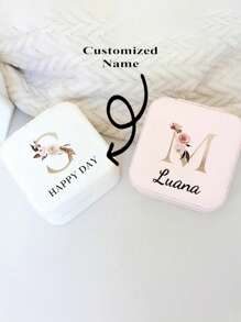 Customized Jewelry Box Organizer, Portable Earrings, Rings, Necklace Storage Box - Gifting For Birthday, Memorable Events, Letter Pattern