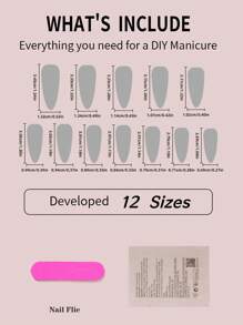 24 Stück/Set mandelförmige Farbverlauf-Nägel in Rosa bis Rot, mit 1 Stück Nagelfeile und 1 Stück Gel-Aufsatznägel, Nagelzubehör - Verschiedenfarbig - Übersicht 7