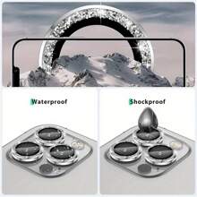 白色 - IP-Hone 16 Pro/IP-Hone 16 Pro Max 相机镜头盒，带闪光彩色金属环装饰 - 钢化玻璃屏幕保护膜 - 白色 - 查看 6