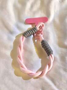 1pc Solid Color Braided Rope Twisted Chain Pendant Keychain Wrist Strap, DIY Handmade Lanyard For Camera, Free Phone Charm Gifts For Mother, Family, Friends, Birthday, Holiday Phone Chain - Multicolor - View 4