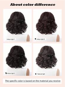 优雅蓬松女士假发深棕色 12 英寸短卷发假发，带刘海，编织合成女士假发，适合日常和节日佩戴 - Dark Brown - 查看 9