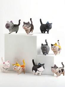 1 件/9 件迷你景观猫饰品、微型小猫雕像、娃娃屋逼真猫、DIY 微型景观猫雕塑、微型雕像、动物雕像 - 彩色 - 查看 2