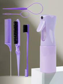 6 pièces/Ensemble de brosses à cheveux pour enfants, bouteille de spray pour cheveux, anneau de tresse, peigne à queue de rat, brosse à cheveux pour volume, brosse à cheveux pour le contrôle des pointes