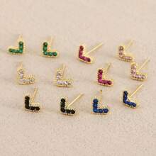 1 paire de boucles d'oreilles cloutées au cœur mini élégantes et à la mode en zircone cubique, avec plusieurs couleurs, pour le port quotidien, les rendez-vous, les cadeaux de la Saint-Valentin pour femmes
