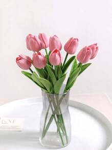 1/3/5Pcs Pink Tulips Artificial Flowers,Artificial Bouquets,For Kitchen Home Decor,Office Floral Arrangements,Wedding Bouquet Decor,Vase Decoration,Spring Decoration.