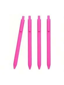 4 Pink Retractable Neutral Pens With Smooth Black Ink - Perfect For Diaries And Office Supplies Back To School - Black - View 4
