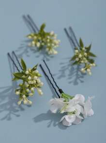 12pcs Elegant Simple Hair Clips Headbands, Suitable For Wedding Party, Spring Countryside Wedding Valentine's Day Accessories - Multicolor - View 4
