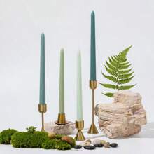4pcs 10-Inch/25cm Paper Wrapped Taper Candles With Gradient Iridescent Green Color, Romantic Wedding & Party Dinner Decor, Smokeless Long Burning Dripless Candles With Long Stems, Gift Packaging,Room Decor,Gifts Home Decor Christmas Decorations Room Decor Christmas, Christmas Gifts - Multicolor - View 3