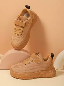 1 双采用 PU 钩环设计的儿童运动鞋，适合大男孩的透气户外运动鞋，以及中大女孩的运动鞋 - 棕色 - 查看 3