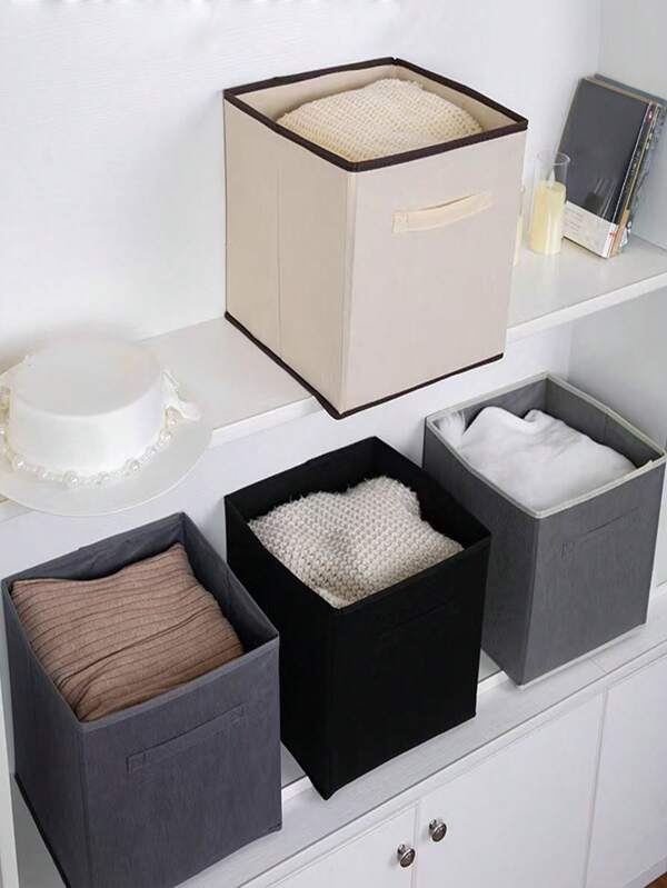 1 pieza de caja de almacenamiento de tela sin cubierta para prendas a mano, caja de almacenamiento a prueba de polvo, canasta de almacenamiento de ropa interior y calcetines, caja de almacenamiento plegable y multifuncional para separar los residuos