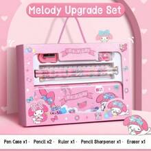 Sanrio 6 件/12 件卡通尺子、铅笔刀、橡皮擦、笔记本创意绘画办公用品套装、Kuromi 文具礼品套装、适合学生、儿童生日、返校用品的实用小礼物（某些零件可能是随机的）（包装设计是随机的） - 彩色 - 查看 10