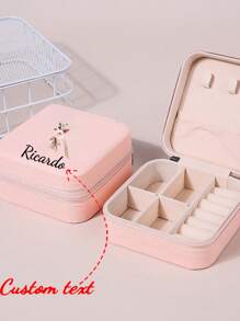 Customized Jewelry Box Organizer, Portable Earrings, Rings, Necklace Storage Box - Gifting For Birthday, Memorable Events, Letter Pattern