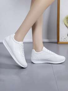 Sapatos Femininos Casuais de Bico Redondo com Cadarço, Respiráveis, Tênis de Moda Novos de 2023