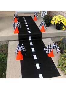 10 件/套交通锥和赛车格子旗黑白旗赛车主题装饰赛车生日派对用品