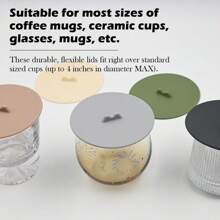 1/2/6pcs Macaron Colored Silicone Cup Lid - Heat-Resistant, Dustproof, Food Safe Circular Lid, Suitable For Tea And Water Cups, Very Suitable For Household Use