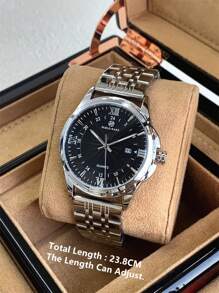 Pablo Raez 1 pieza Reloj grande y pesado para hombre de alta calidad, accesorio de verano, relojes vintage populares de nueva marca de lujo, pulsera de acero inoxidable chapada en plata IP con calendario y esfera simple, resistente al agua 50m, reloj de cuarzo de moda casual con manecillas luminosas, adecuado para uso diario, regalo para maestros, padres o amigos varones para cumpleaños, graduación o boda - Unitalla - Ver 6